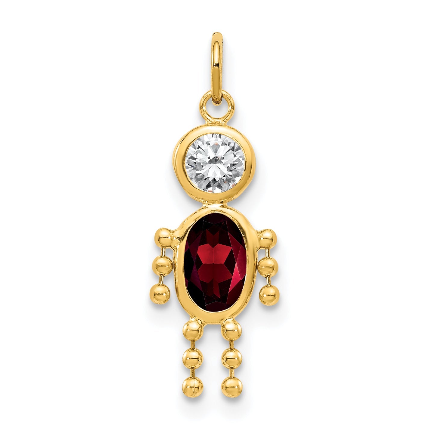 10K Yellow Gold January Boy Birthstone Charm