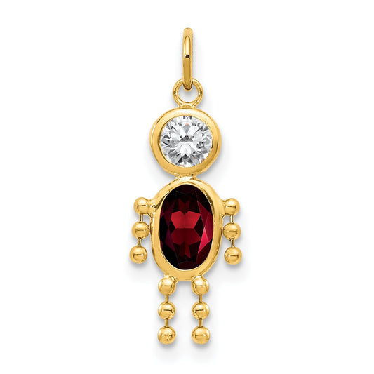 10K Yellow Gold January Boy Birthstone Charm