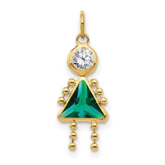 10K Yellow Gold May Girl Birthstone Charm