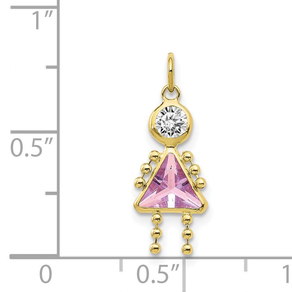 10K Yellow Gold June Girl Birthstone Charm