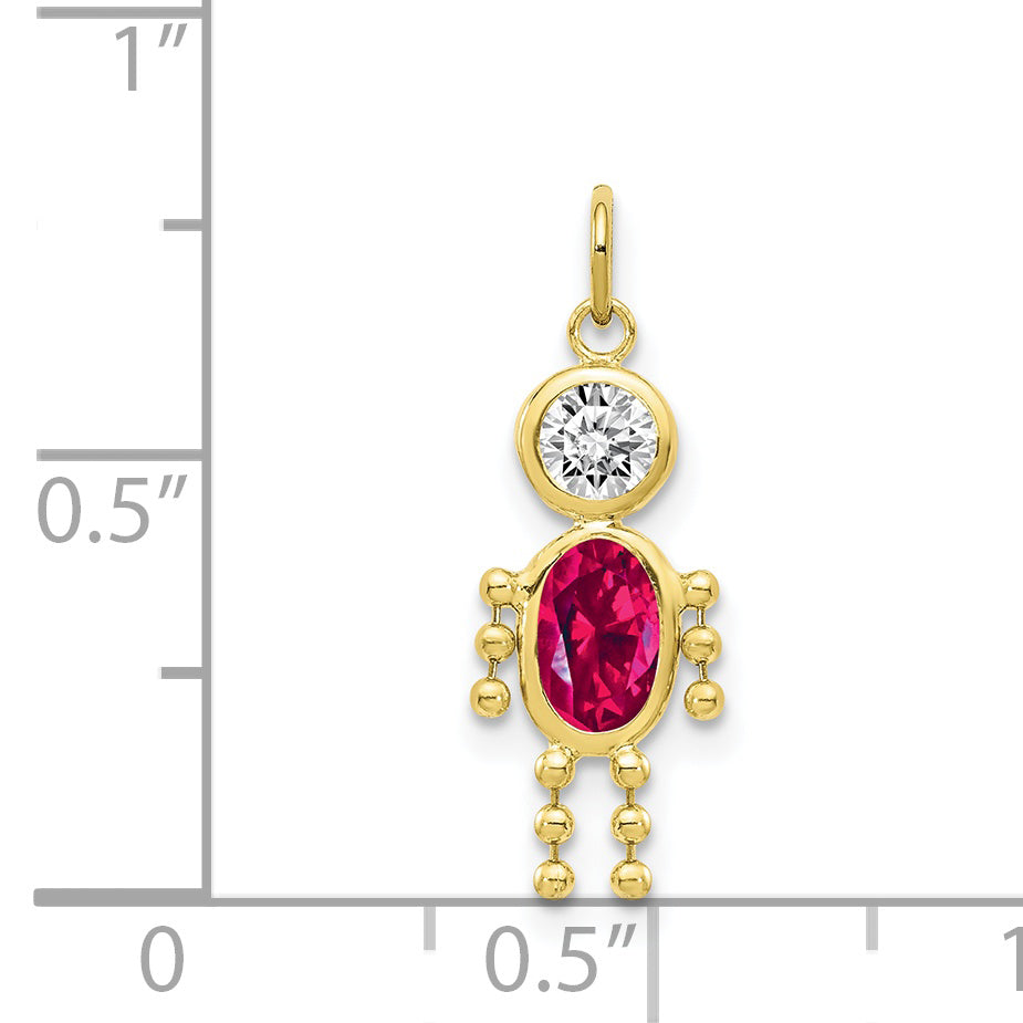 10K Yellow Gold July Boy Birthstone Charm