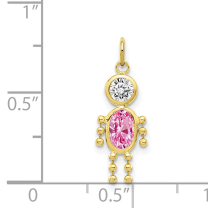10K Yellow Gold October Boy Birthstone Charm