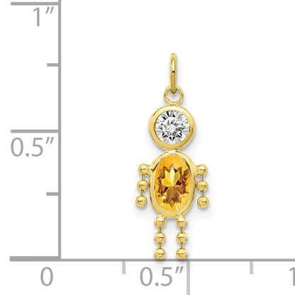 10K Yellow Gold November Boy Birthstone Charm