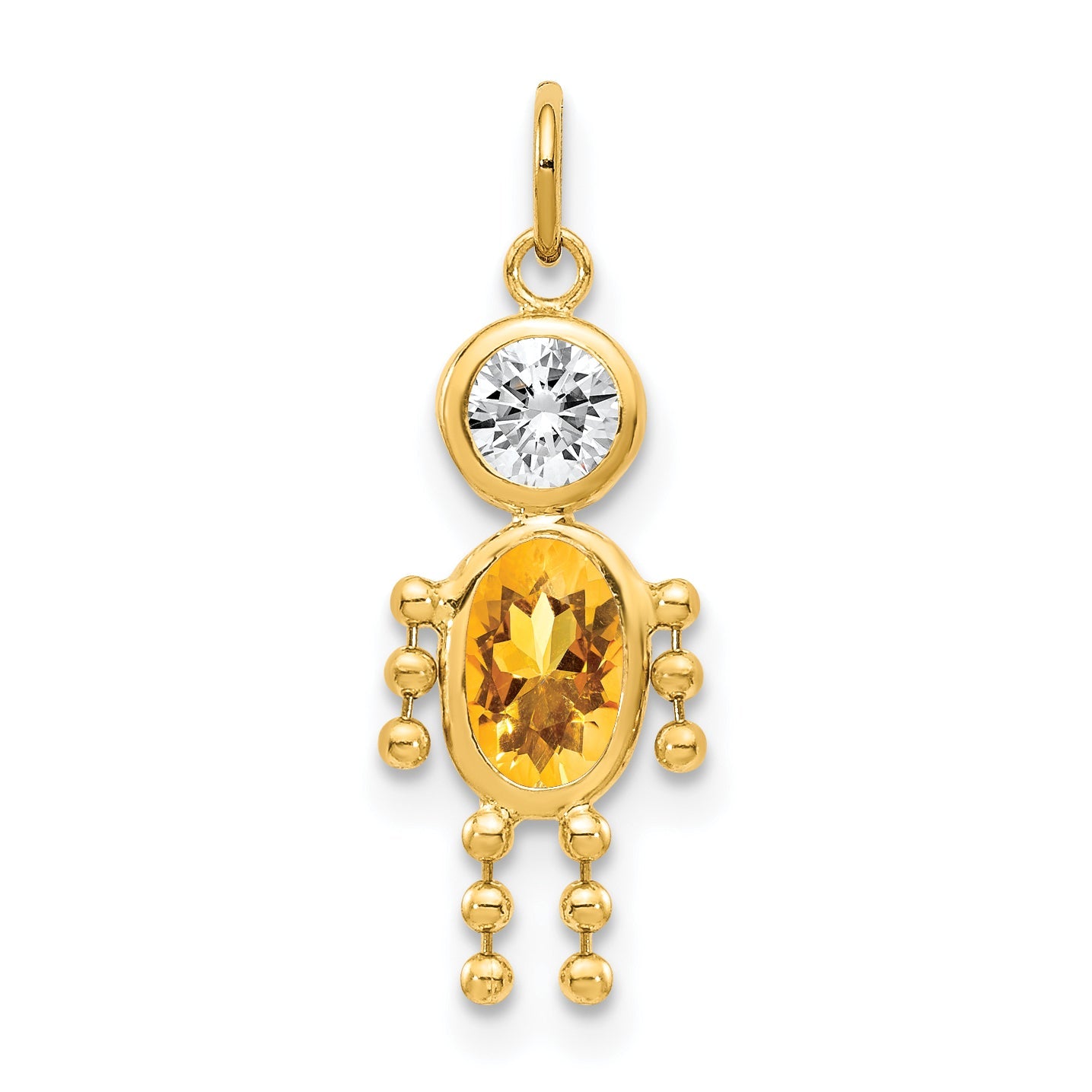 10K Yellow Gold November Boy Birthstone Charm