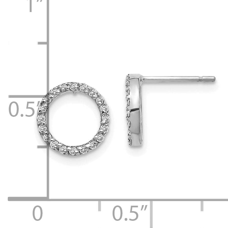 10K White Gold Diamond Open Circle Earrings