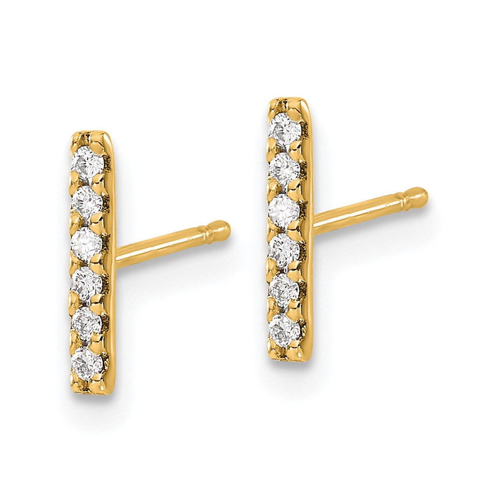 10K Yellow Gold Diamond Bar Earrings