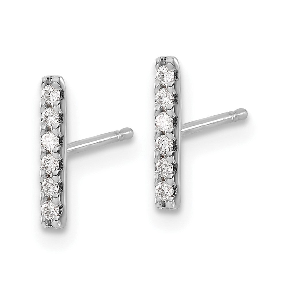 10K White Gold Diamond Bar Earrings
