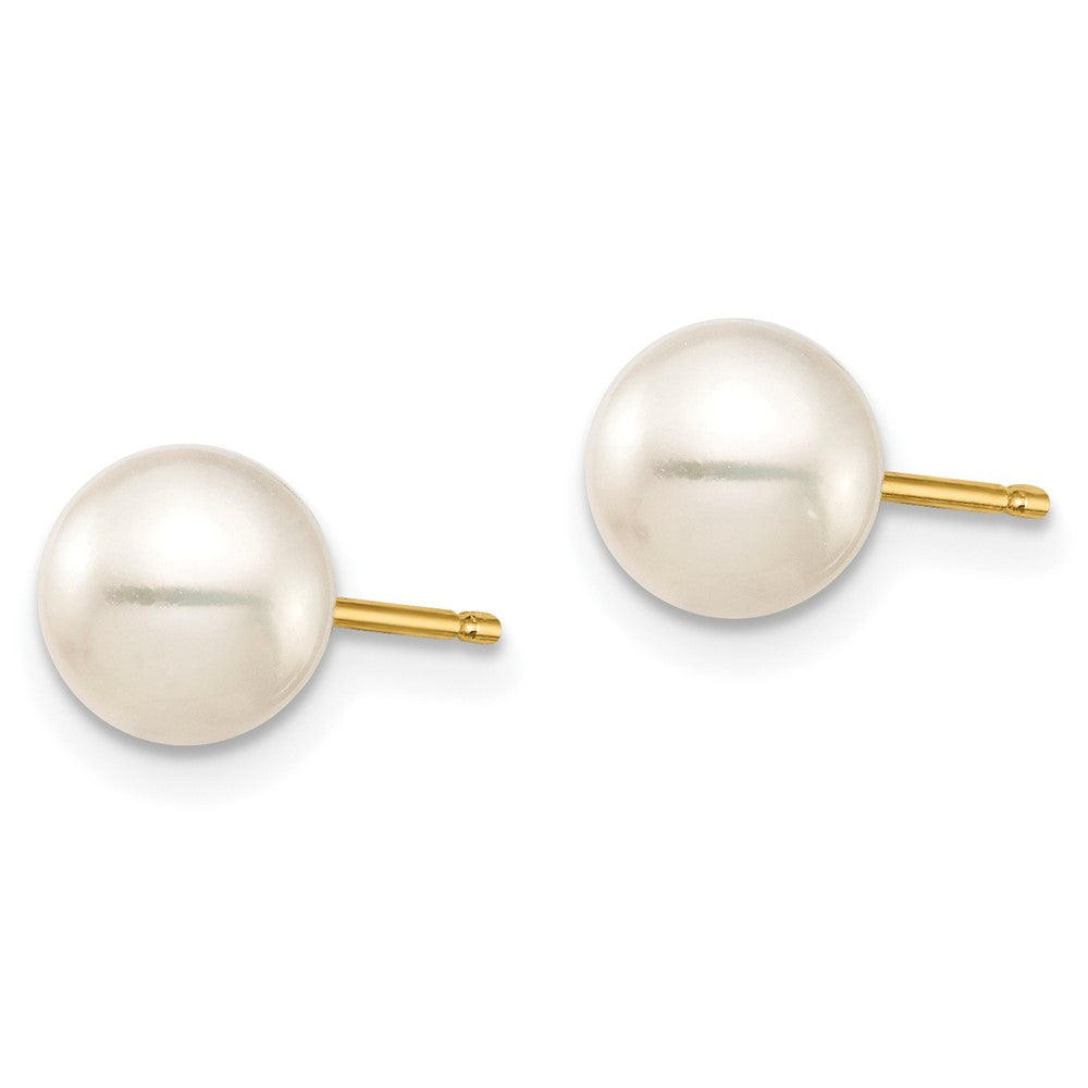 10K Yellow Gold 10K 6-7mm Black And White Round Freshwater Pearl 2 Pair Stud Post Earrings Set