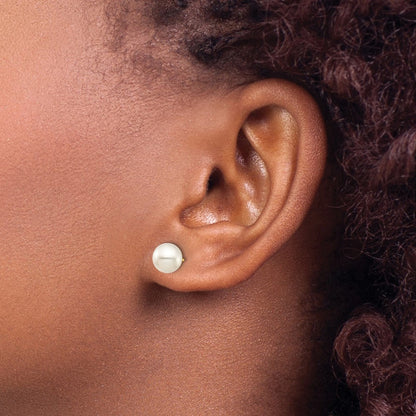 10K Yellow Gold 10K 6-7mm Black And White Round Freshwater Pearl 2 Pair Stud Post Earrings Set