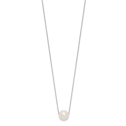 10K White Gold 10-11mm Round Freshwater Cultured Pearl 17 Inch Rope Necklace