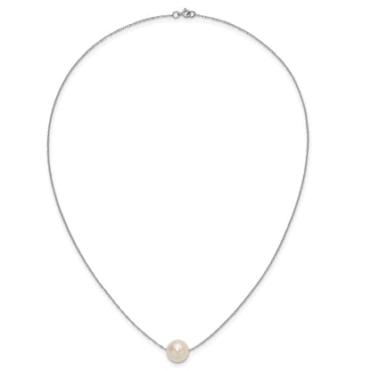 10K White Gold 10-11mm Round Freshwater Cultured Pearl 17 Inch Rope Necklace