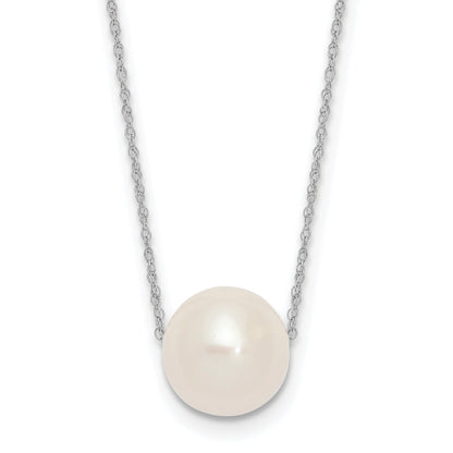 10K White Gold 10-11mm Round Freshwater Cultured Pearl 17 Inch Rope Necklace