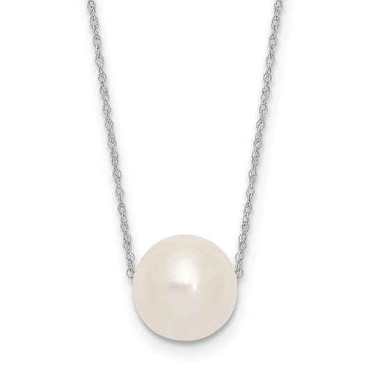 10K White Gold 10-11mm Round Freshwater Cultured Pearl 17 Inch Rope Necklace