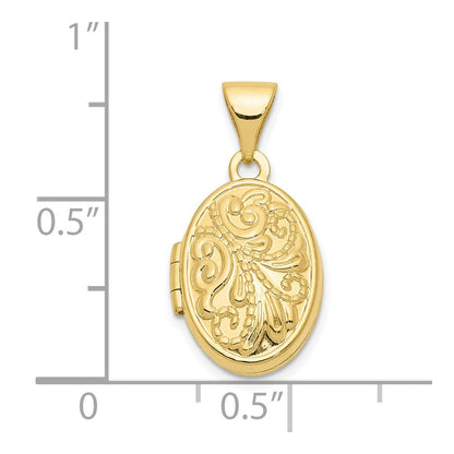 10K Yellow Gold 10Ky Beaded Scroll Design Oval Locket