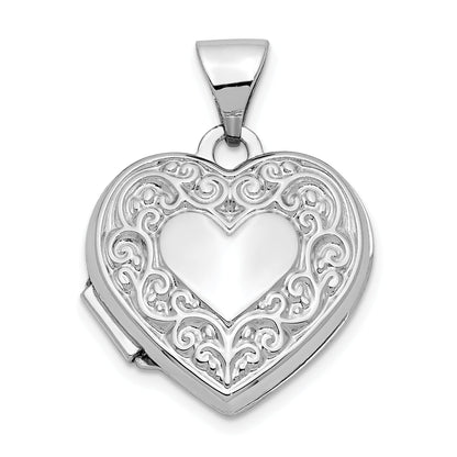 10K White Gold Heart Locket