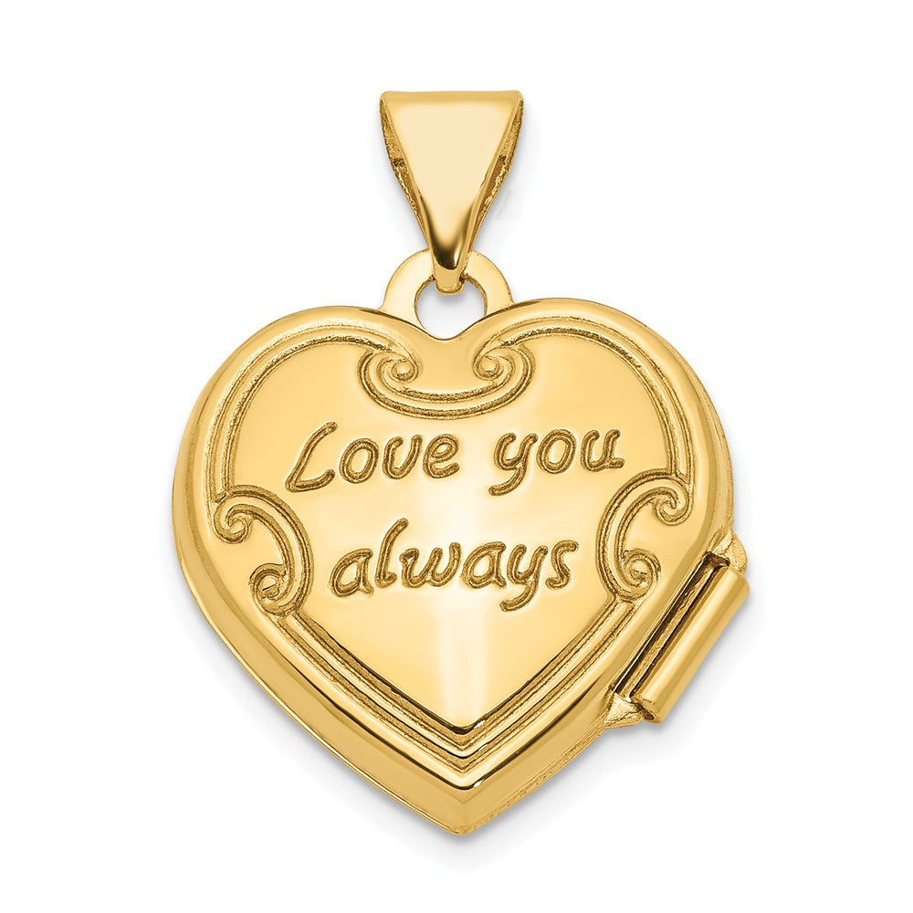10K Yellow Gold Reversible Floral Heart Locket