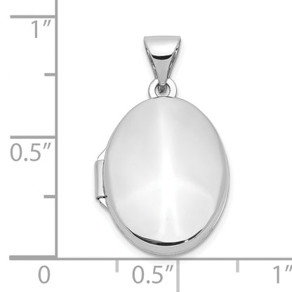 10K White Gold Polished Oval Locket