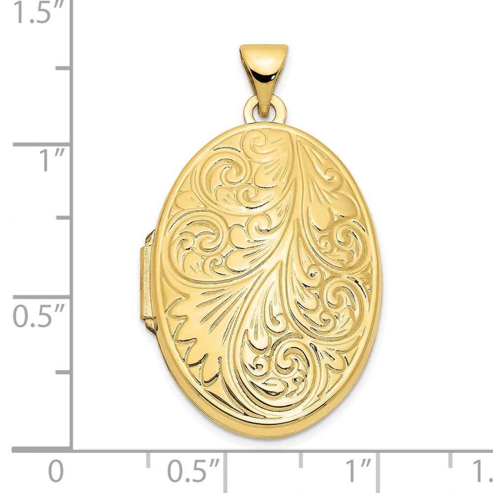 10K Yellow Gold Scroll Oval Locket