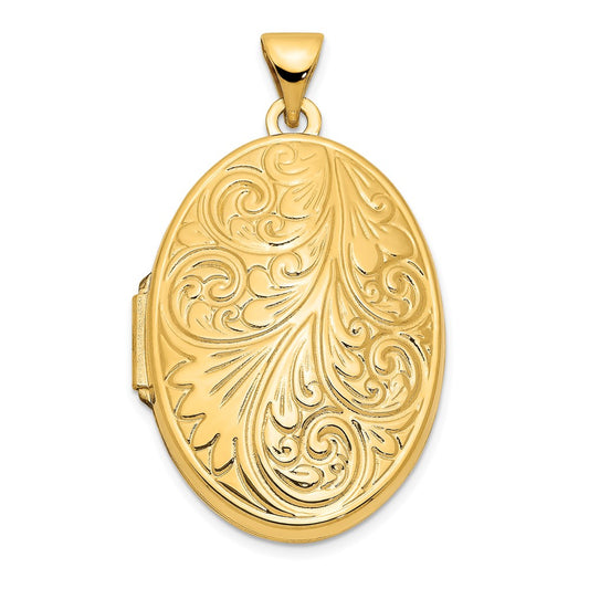 10K Yellow Gold Scroll Oval Locket