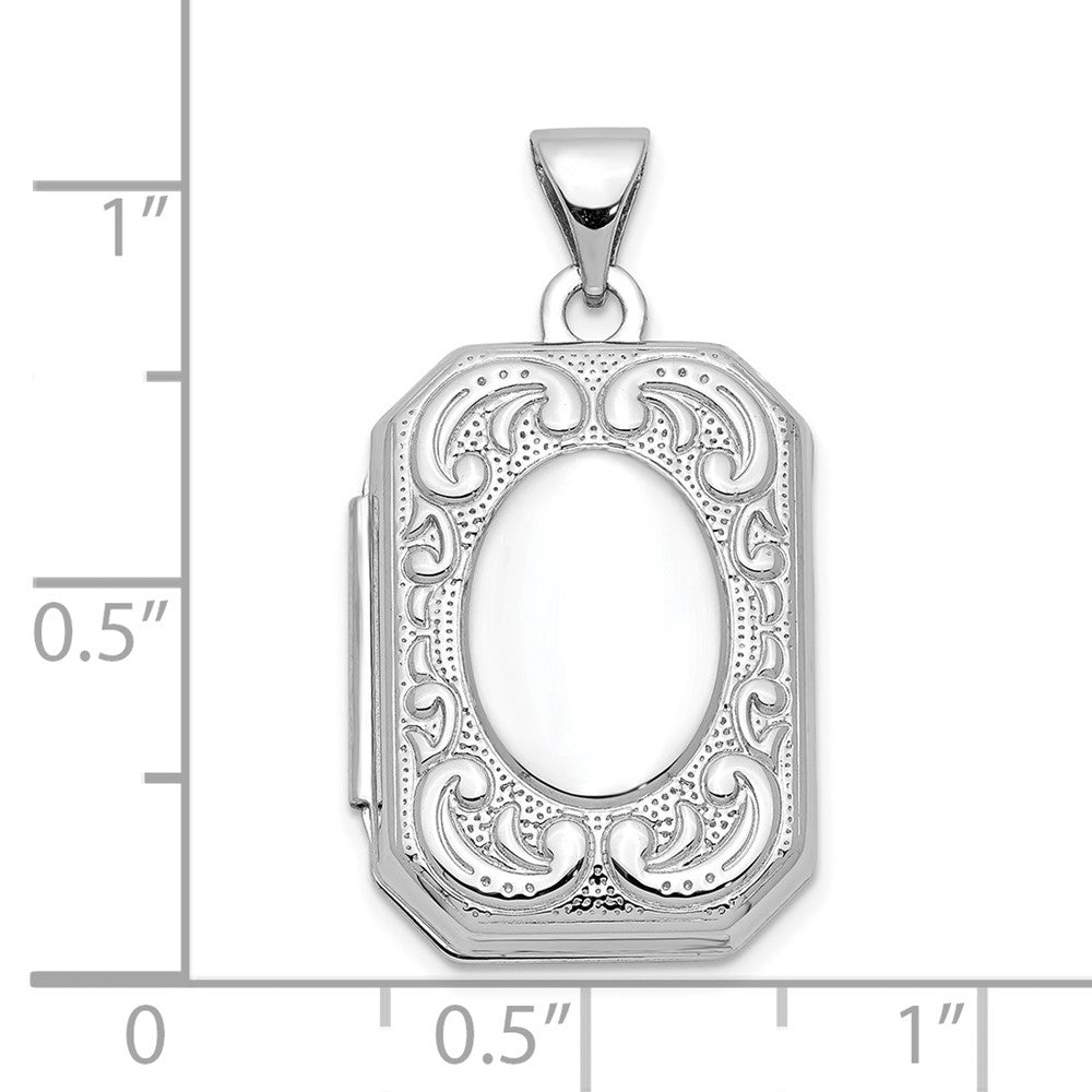 10K White Gold 20mm Book Scroll Border Locket