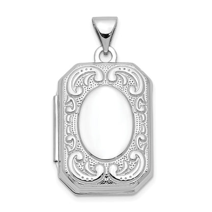 10K White Gold 20mm Book Scroll Border Locket