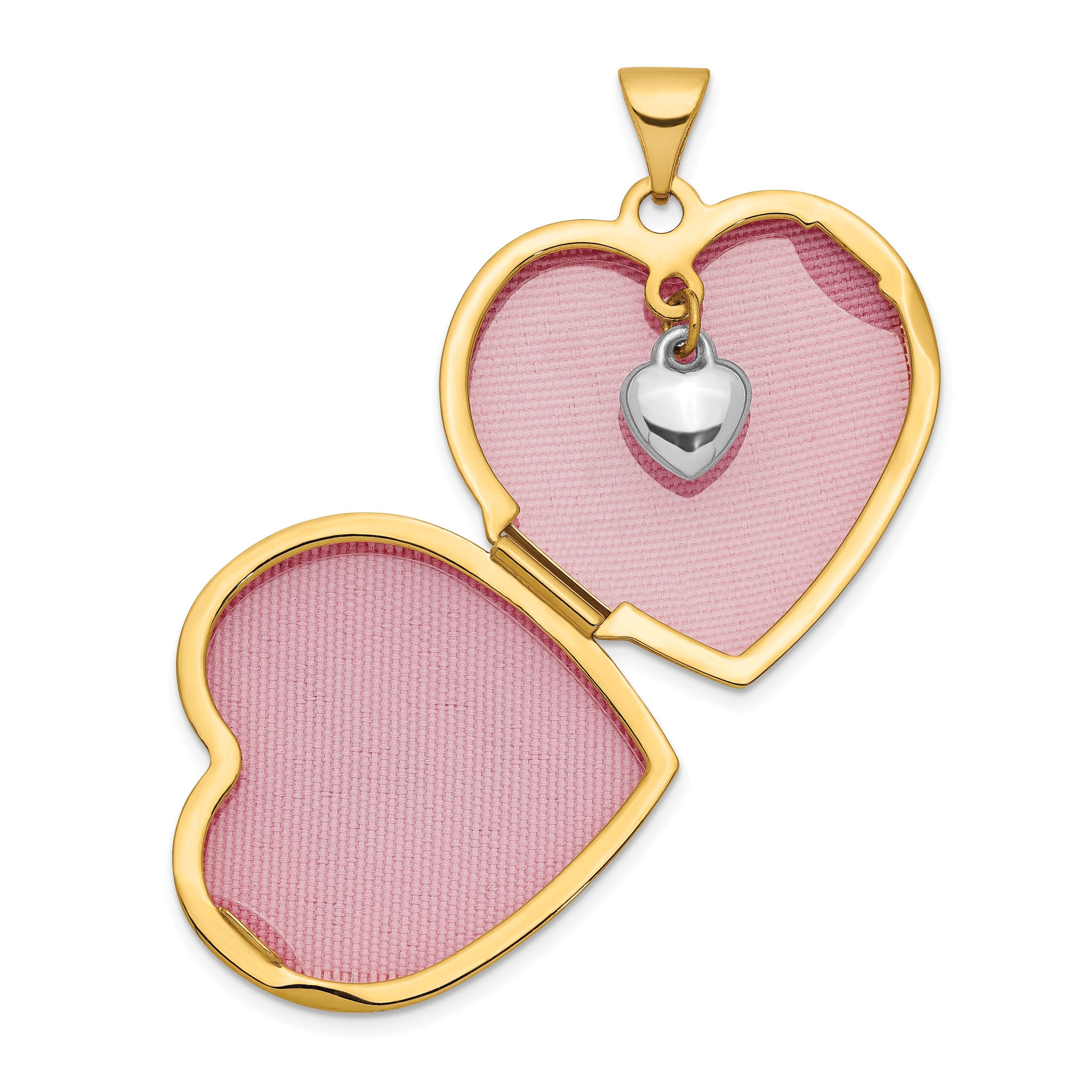 10K Two-Tone Dia Always In My Heart W/ Charm Inside 21mm Locket