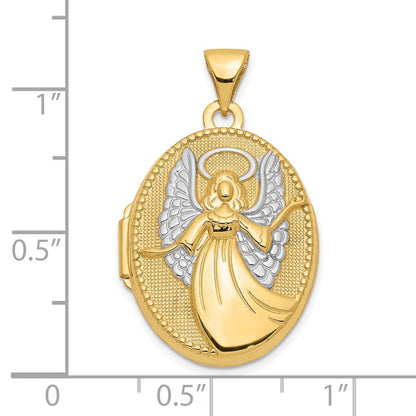 10K Yellow W/Rhodium 21mm Oval Guardian Angel Locket