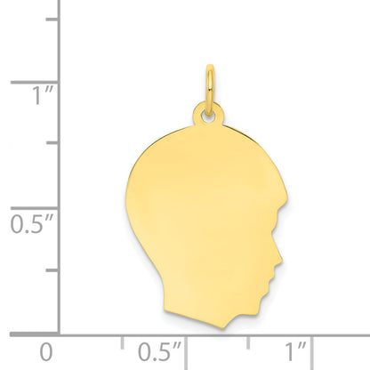 10k Yellow Gold 10K Plain Medium .013 Gauge Facing Right Engravable Boy Head Charm