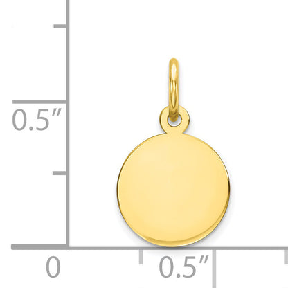 10k Yellow Gold 10K Plain .018 Gauge Circular Engravable Disc Charm