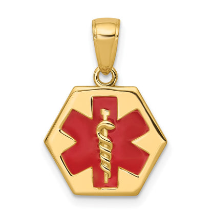 10K Yellow Gold 10K Enameled Medical Disk Pendant