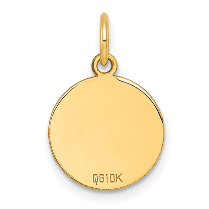 10K Yellow Gold 10K Plain .013 Gauge Circular Engravable Disc Charm