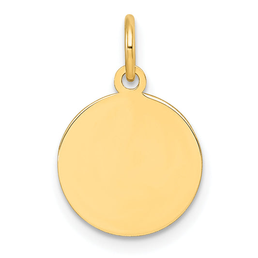 10K Yellow Gold 10K Plain .013 Gauge Circular Engravable Disc Charm