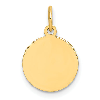 10K Yellow Gold 10K Plain .018 Gauge Circular Engravable Disc Charm