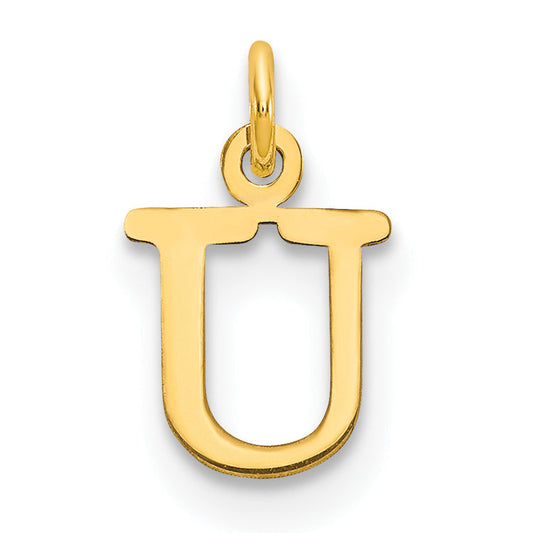 10K Yellow Gold 10Ky Cutout Letter U Initial Charm