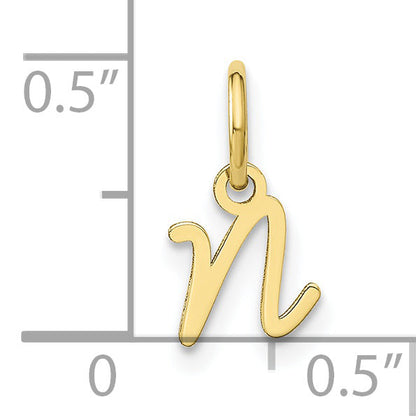 10K Yellow Gold 10Ky Upper Case Letter N Initial Charm