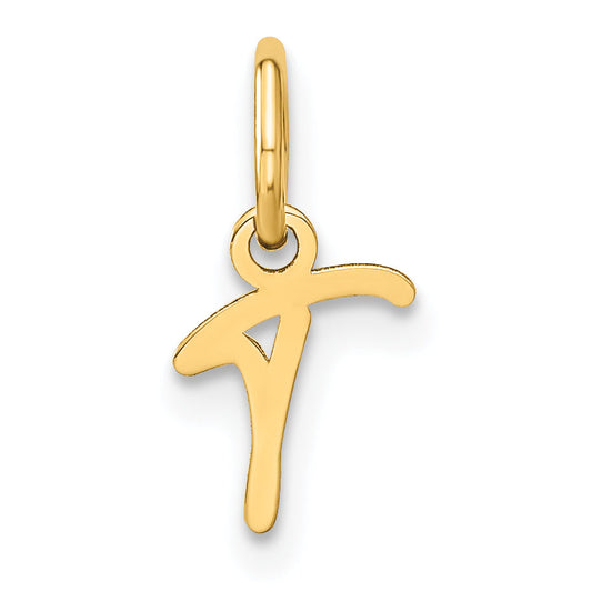 10K Yellow Gold 10Ky Upper Case Letter T Initial Charm