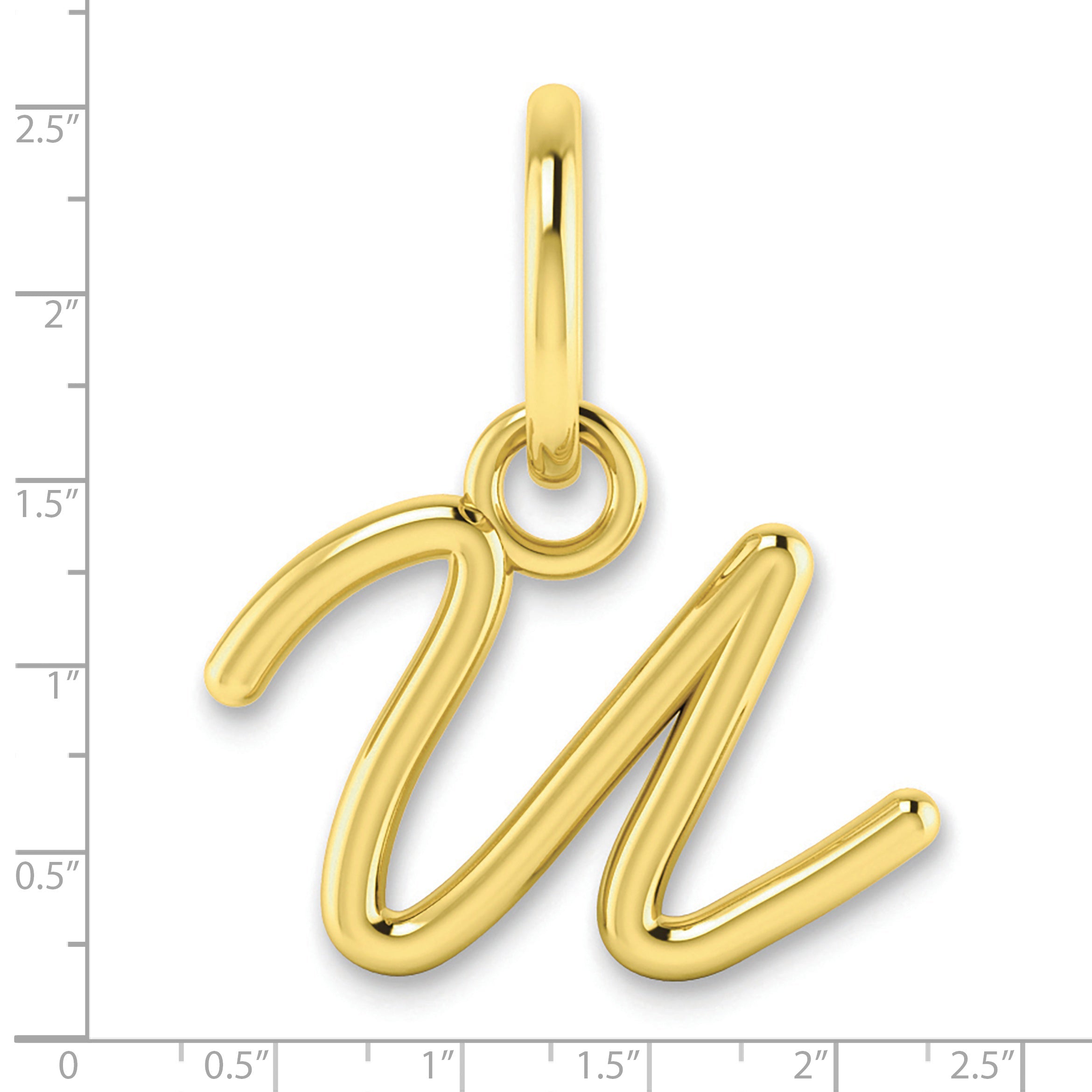 10K Yellow Gold 10Ky Upper Case Letter U Initial Charm