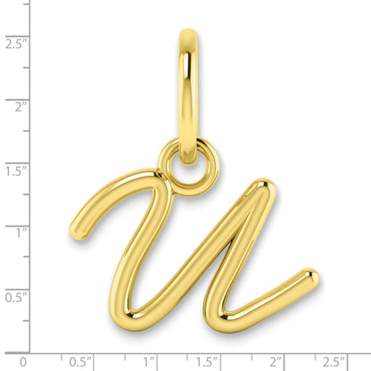 10K Yellow Gold 10Ky Upper Case Letter U Initial Charm