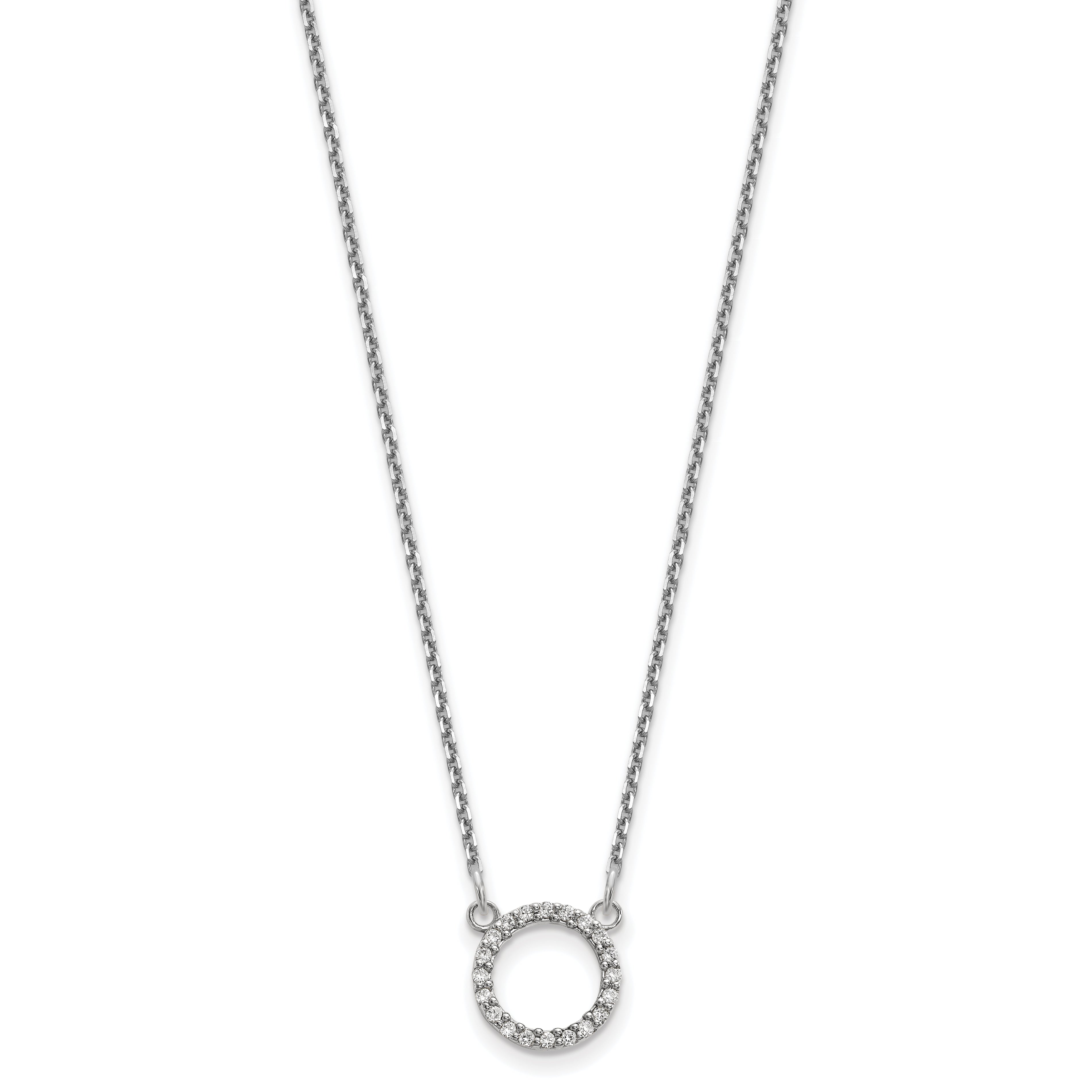 10K White Gold Diamond Open Circle Necklace