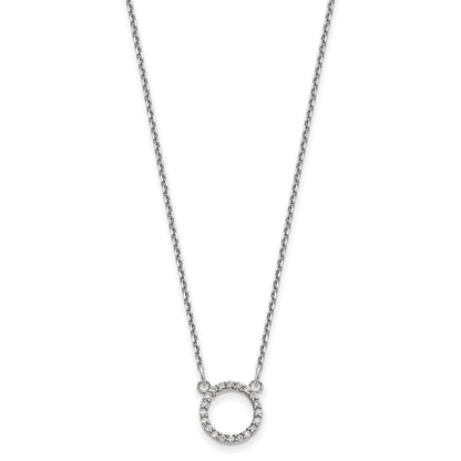 10K White Gold Diamond Open Circle Necklace