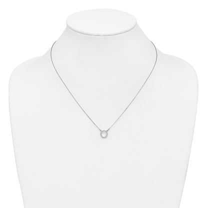 10K White Gold Diamond Open Circle Necklace