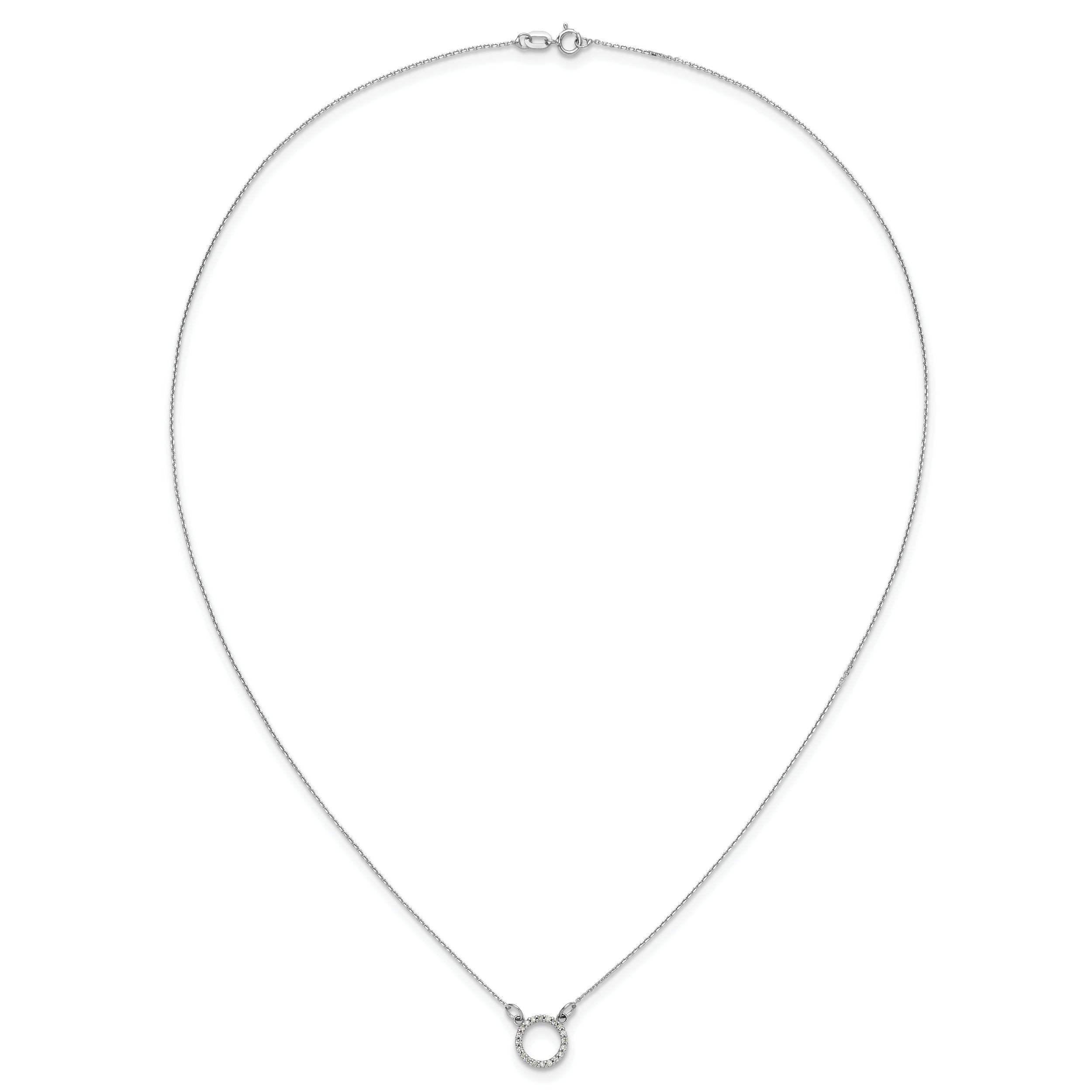 10K White Gold Diamond Open Circle Necklace