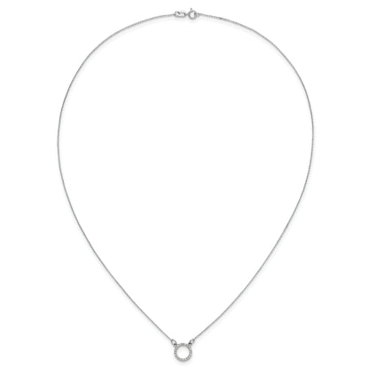 10K White Gold Diamond Open Circle Necklace
