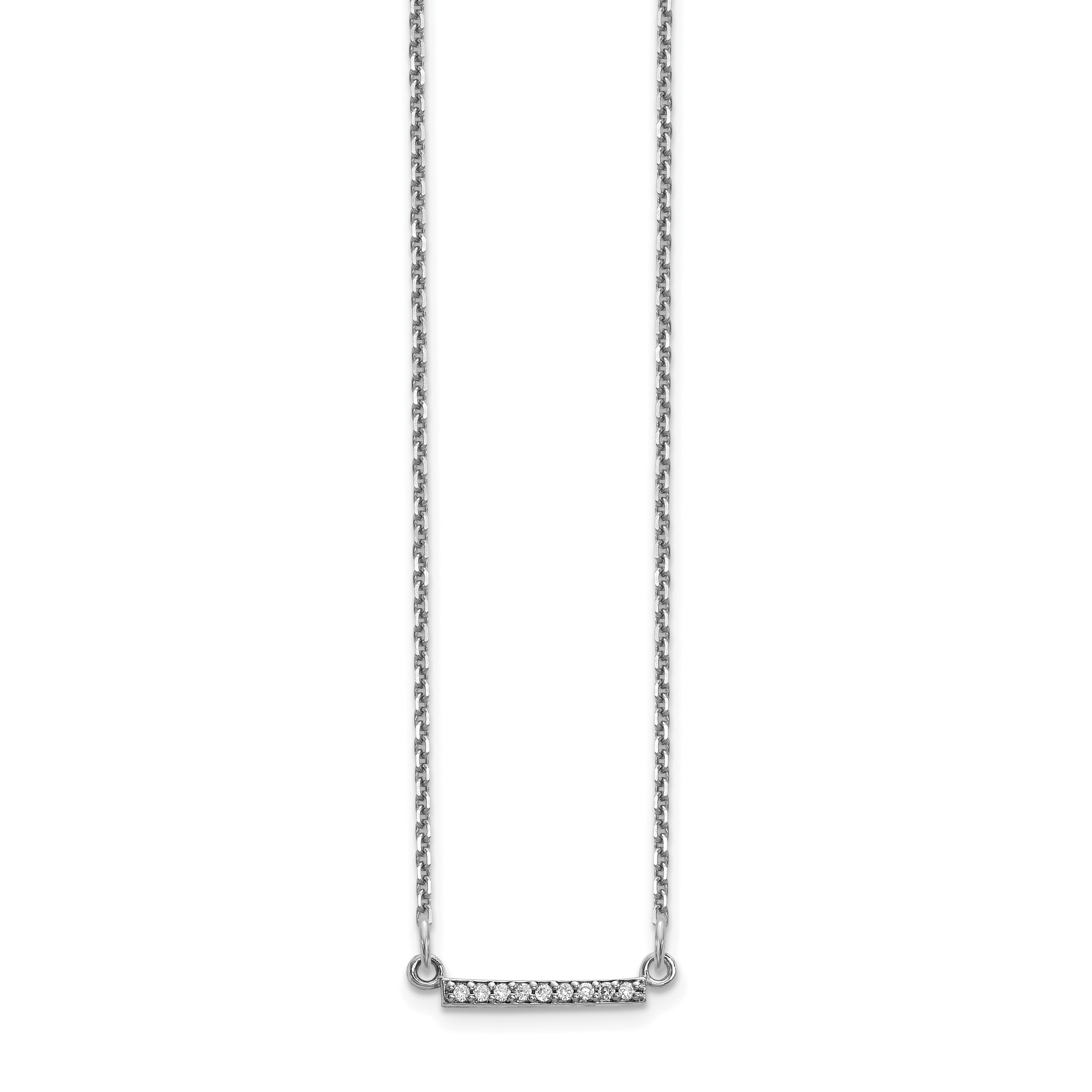 10K White Gold Diamond Tiny Bar Necklace