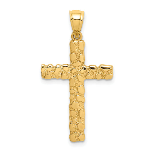 10K Yellow Gold 10K Nugget Cross Pendant