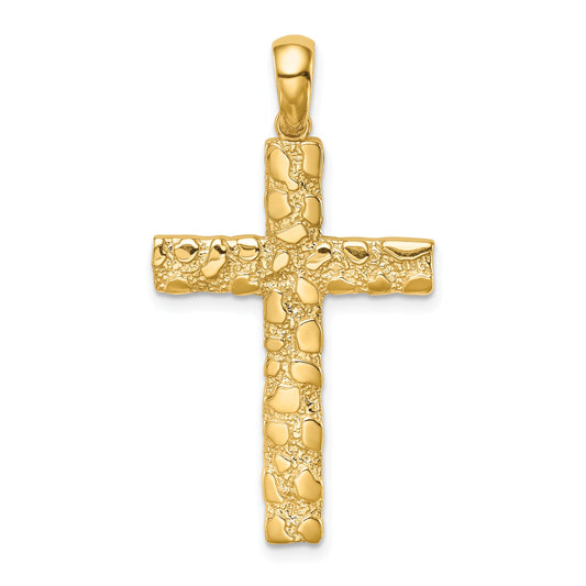 10K Yellow Gold 10K Nugget Cross Pendant
