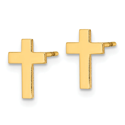 10K Yellow Gold Polished Cross Post Earrings