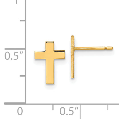 10K Yellow Gold Polished Cross Post Earrings