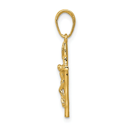 10K Yellow Gold 10K Inri Hollow Crucifix Pendant