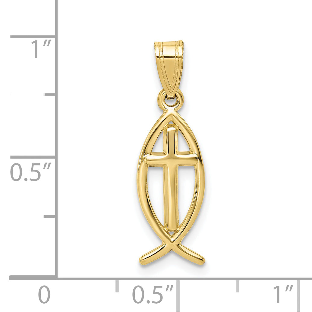 10K Yellow Gold Ichthus Fish Pendant